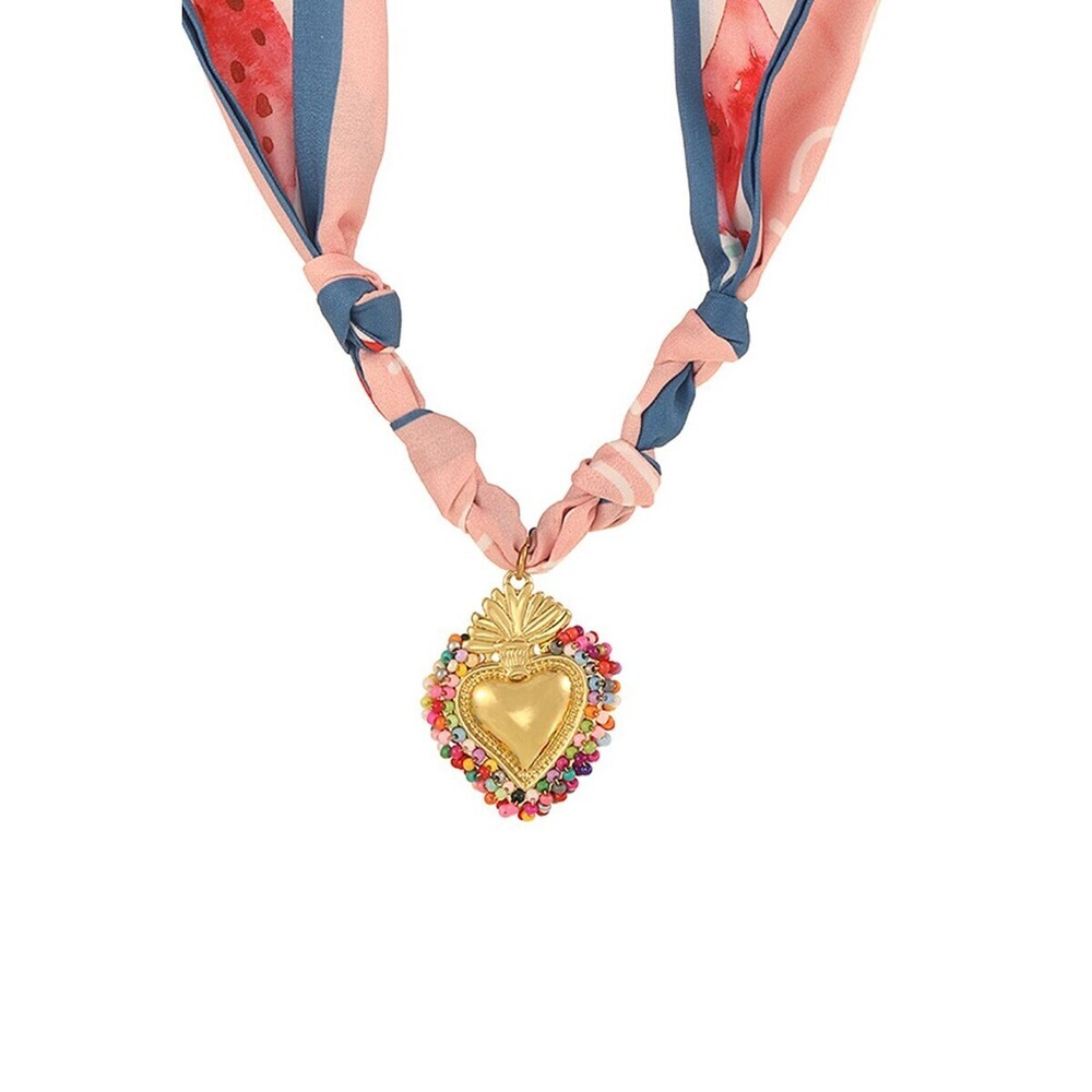 T21213 P87701 PB Swan Madchen Copper Heart Bead Necklace Pink/Blue One Size
